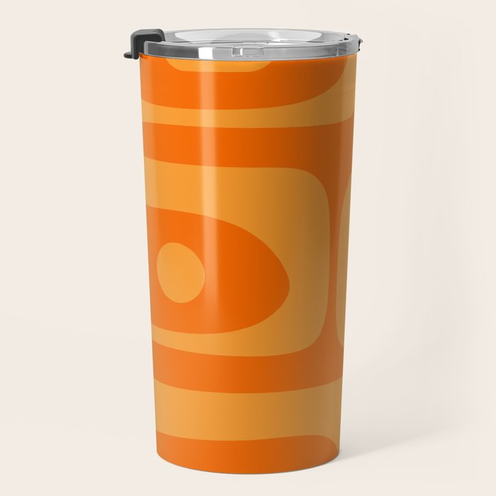 Mid Century Modern Piquet Retro Abstract Pattern in Double Orange Travel Mug Gallery Image 3