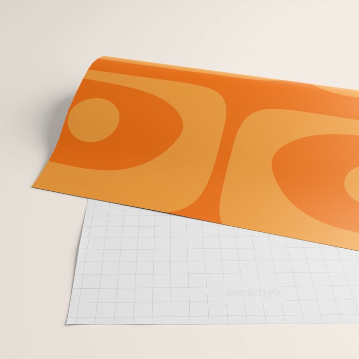 Mid Century Modern Piquet Retro Abstract Pattern in Double Orange Wrapping Paper Gallery Image 2