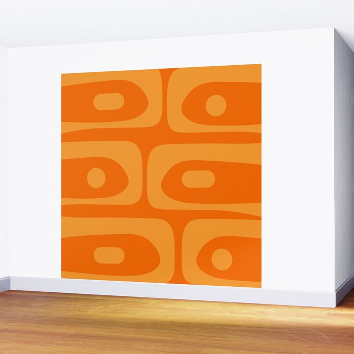 Mid Century Modern Piquet Retro Abstract Pattern in Double Orange Wall Mural Gallery Image 2