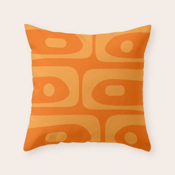 Mid Century Modern Piquet Retro Abstract Pattern in Double Orange Throw Pillow Gallery Image 1