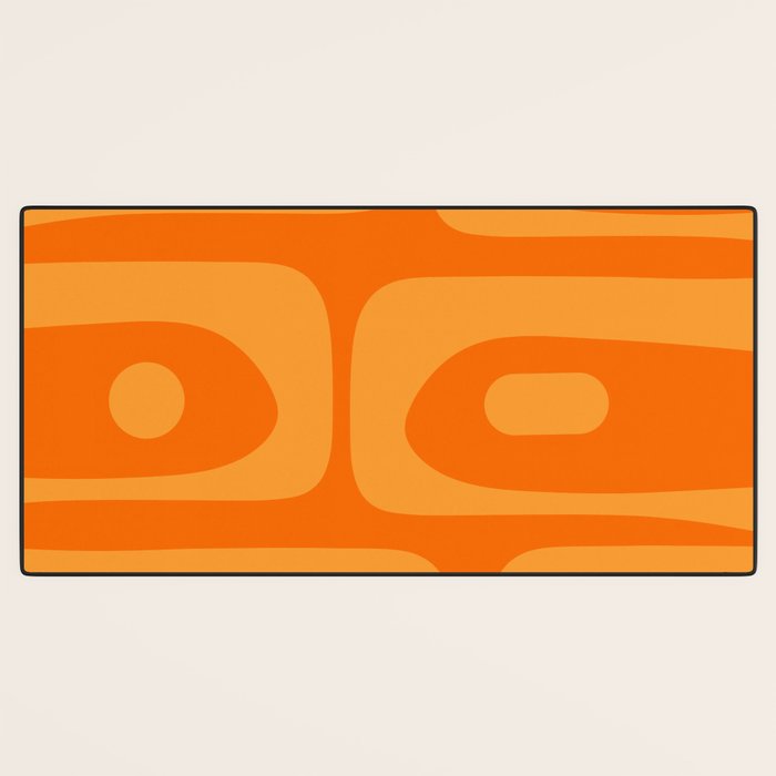 Mid Century Modern Piquet Retro Abstract Pattern in Double Orange Desk Mat Gallery Image 3