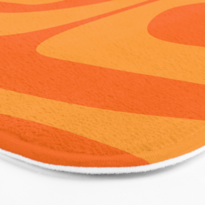 Mid Century Modern Piquet Retro Abstract Pattern in Double Orange Bath Mat Gallery Image 3