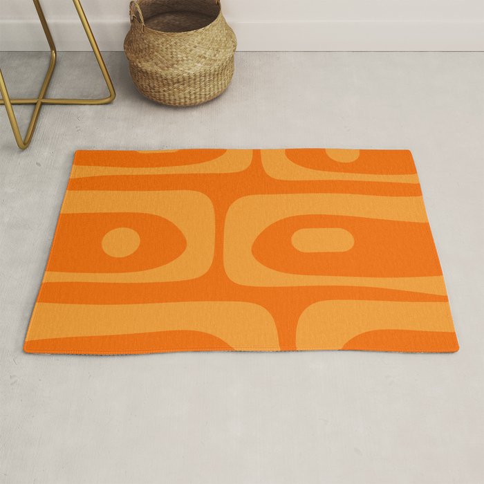 Mid Century Modern Piquet Retro Abstract Pattern in Double Orange Rug Gallery Image 1