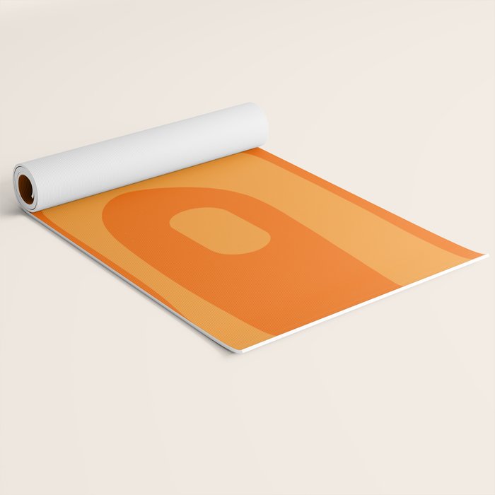 Mid Century Modern Piquet Retro Abstract Pattern in Double Orange Yoga Mat Gallery Image 2