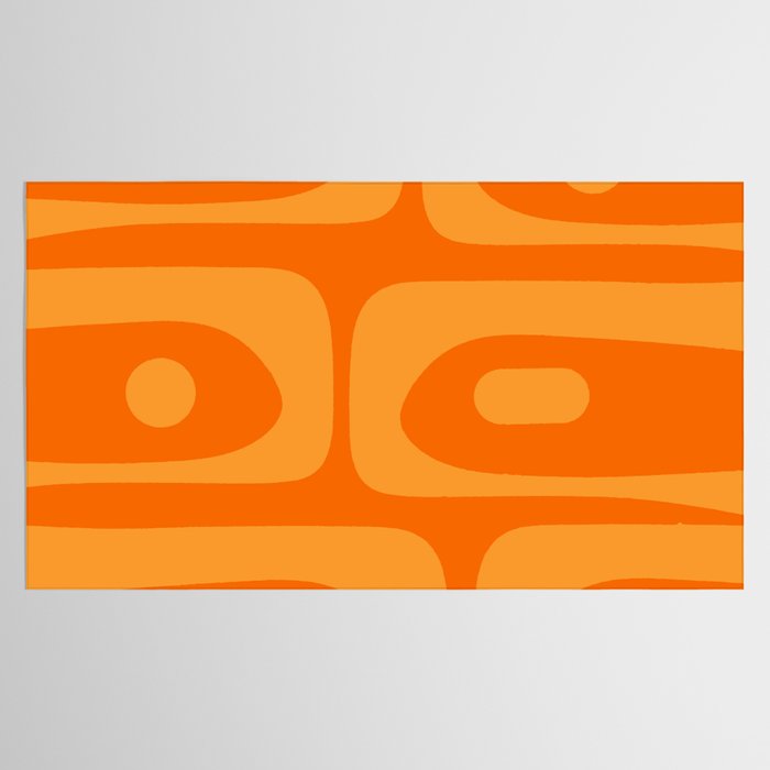 Mid Century Modern Piquet Retro Abstract Pattern in Double Orange Tablecloth Gallery Image 2