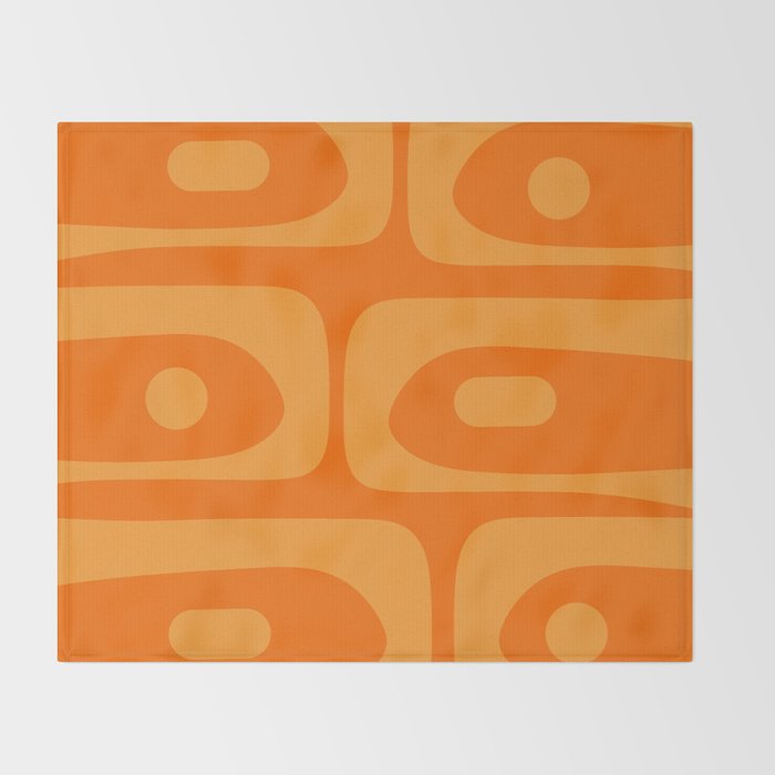 Mid Century Modern Piquet Retro Abstract Pattern in Double Orange Throw Blanket Gallery Image 2