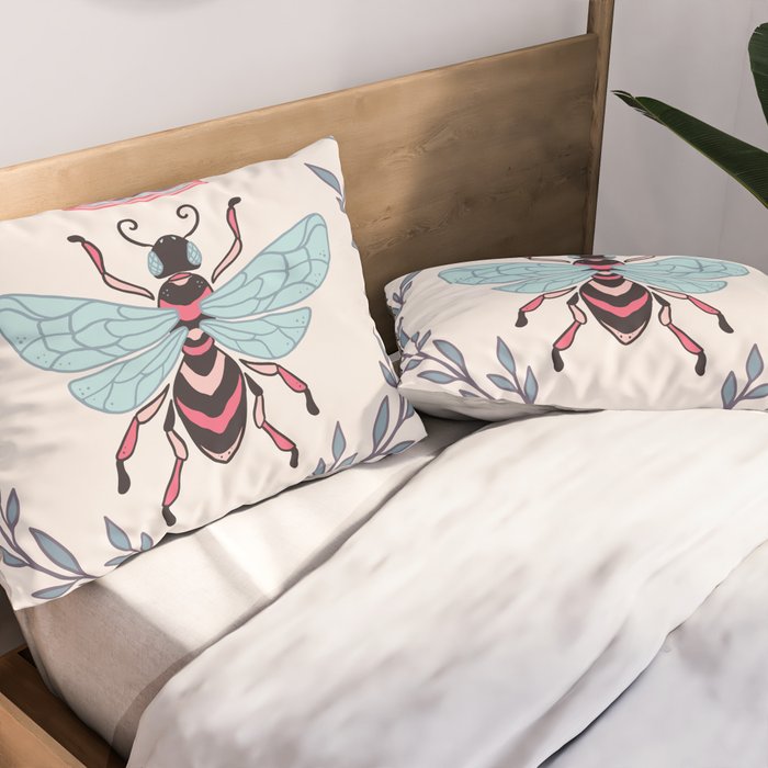 Queen Bee - Coral Pink Pillow Sham Gallery Image 2