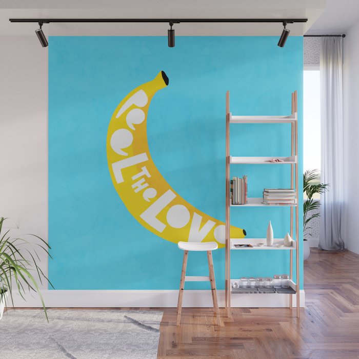 Big fruit Banana with 'Peel the love' typographic pun Wall Mural Gallery Image 1