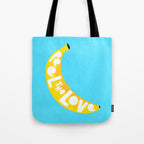 Big fruit Banana with 'Peel the love' typographic pun Tote Bag Gallery Image 1