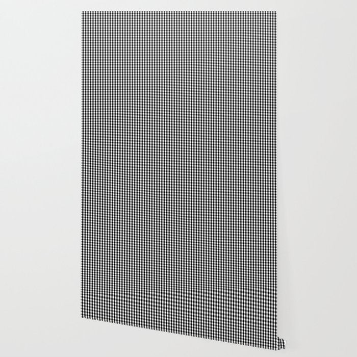 Classic Small Black & White Gingham Check Pattern Wallpaper Gallery Image 2