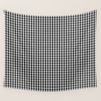 Classic Small Black & White Gingham Check Pattern Wall Tapestry Gallery Image 4