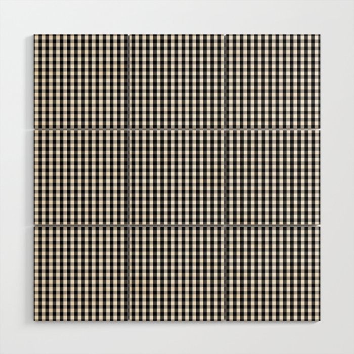 Classic Small Black & White Gingham Check Pattern Wood Wall Art Gallery Image 1