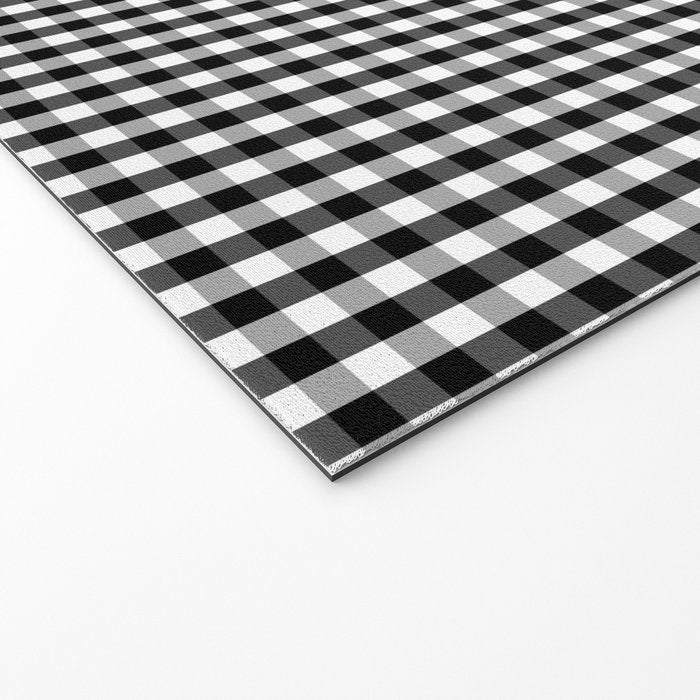 Classic Small Black & White Gingham Check Pattern Welcome Mat Gallery Image 2