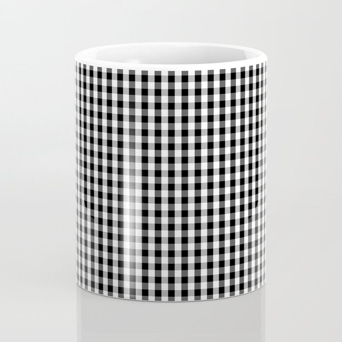 Classic Small Black & White Gingham Check Pattern Coffee Mug Gallery Image 4