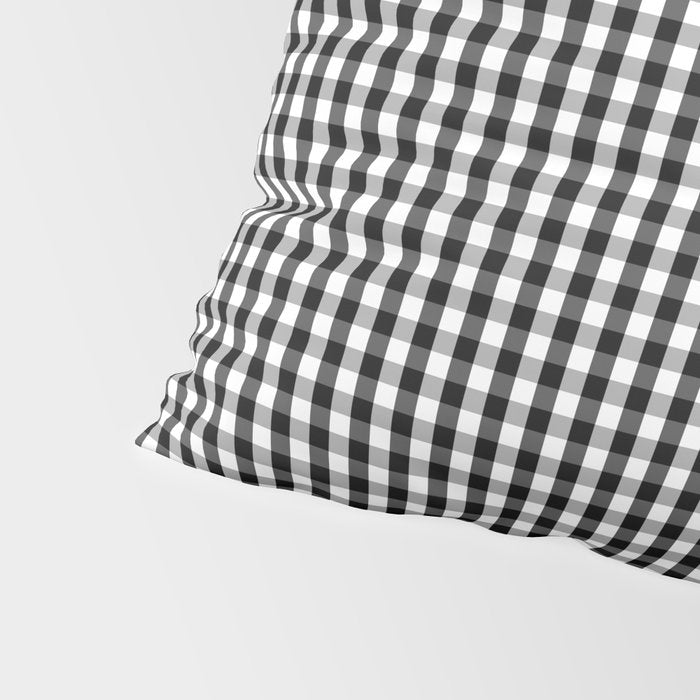 Classic Small Black & White Gingham Check Pattern Pillow Sham Gallery Image 4