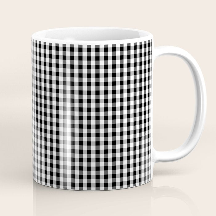 Classic Small Black & White Gingham Check Pattern Coffee Mug Gallery Image 1