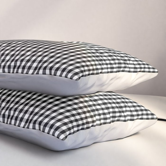 Classic Small Black & White Gingham Check Pattern Pillow Sham Gallery Image 3