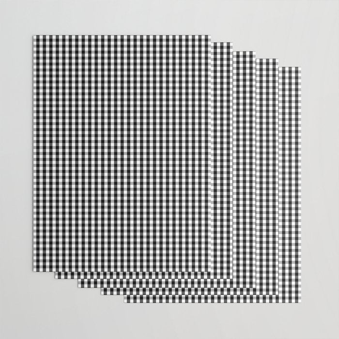 Classic Small Black & White Gingham Check Pattern Wrapping Paper Gallery Image 3