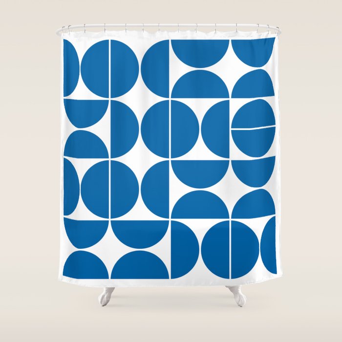 Mid Century Modern Geometric 04 Electric Blue Shower Curtain Gallery Image 1
