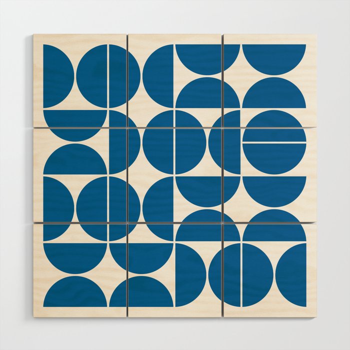 Mid Century Modern Geometric 04 Electric Blue Wood Wall Art Gallery Image 1