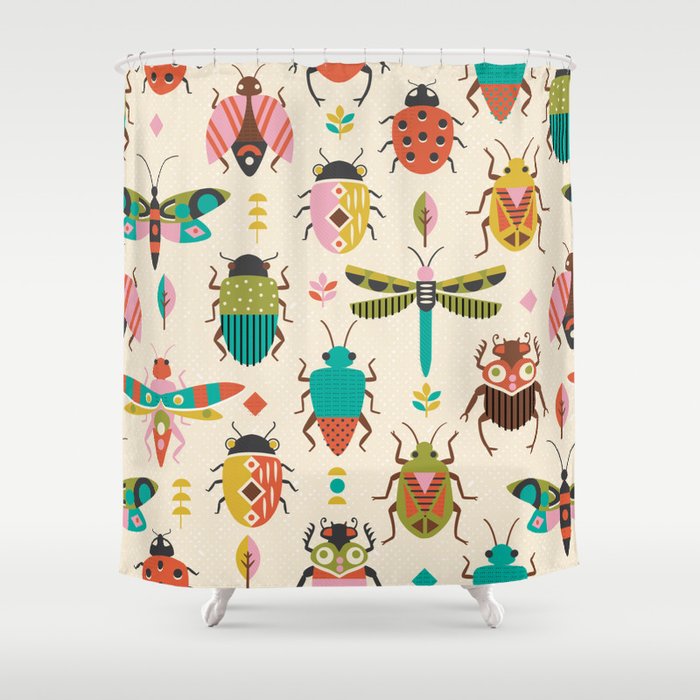 Mid century bugs Shower Curtain Gallery Image 1