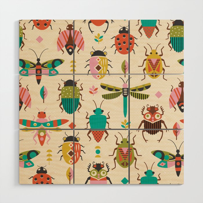 Mid century bugs Wood Wall Art Gallery Image 1