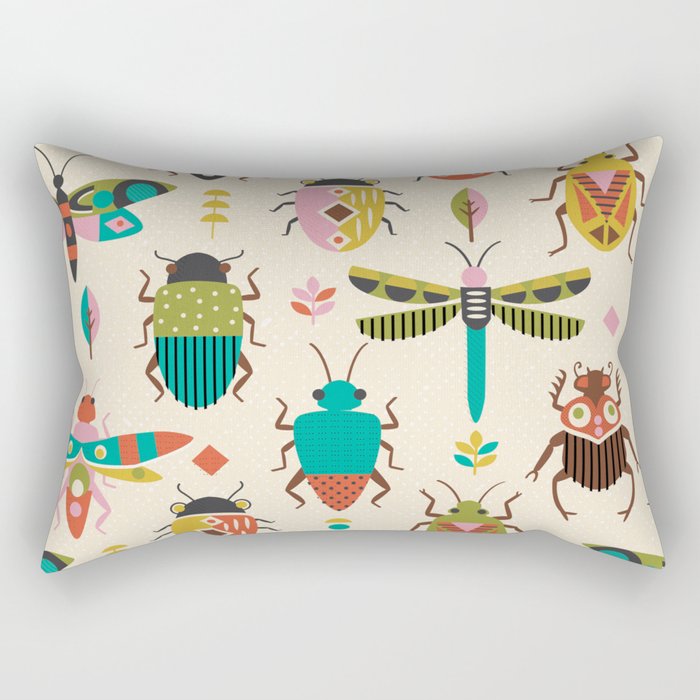 Mid century bugs Rectangular Pillow Gallery Image 1