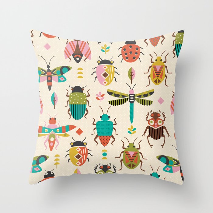Mid century bugs Throw Pillow Gallery Image 6