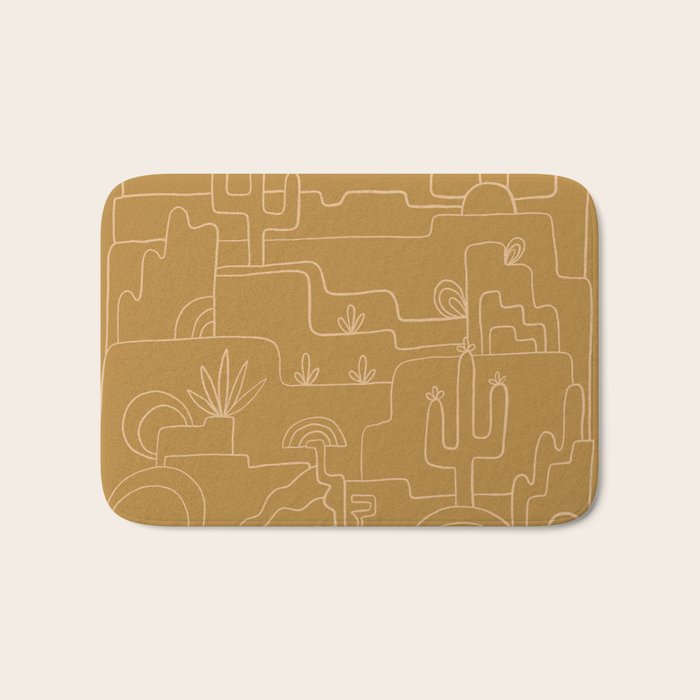saguaro cactus line drawing Bath Mat Gallery Image 1