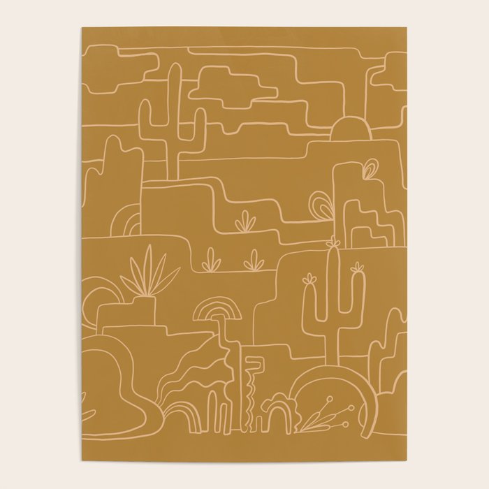 saguaro cactus line drawing Poster Gallery Image 4
