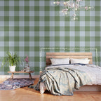 Gingham Plaid Pattern in Soft Sky and Sea Grass Tones Wallpaper Gallery Image 3