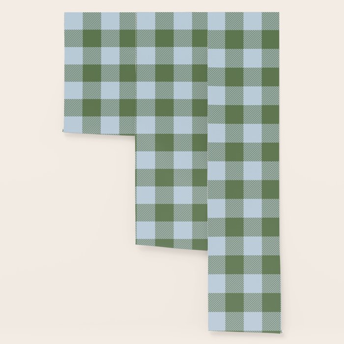 Gingham Plaid Pattern in Soft Sky and Sea Grass Tones Wallpaper Gallery Image 3