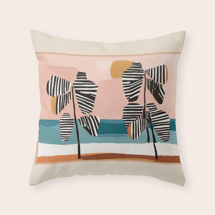 Tropical Sunset Palms II Throw Pillow Gallery Image 6