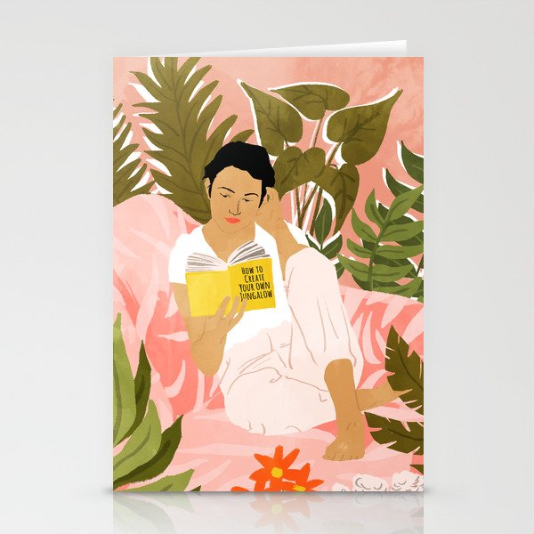 Plant Lady & The Urban Junglow | Blush Botanical Home Décor | House Plants Bohemian Woman Bedroom  Stationery Card Gallery Image 1