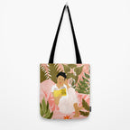 Plant Lady & The Urban Junglow | Blush Botanical Home Décor | House Plants Bohemian Woman Bedroom  Tote Bag Gallery Image 2