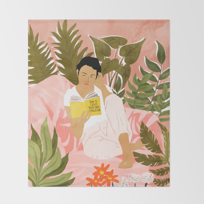 Plant Lady & The Urban Junglow | Blush Botanical Home Décor | House Plants Bohemian Woman Bedroom  Throw Blanket Gallery Image 2
