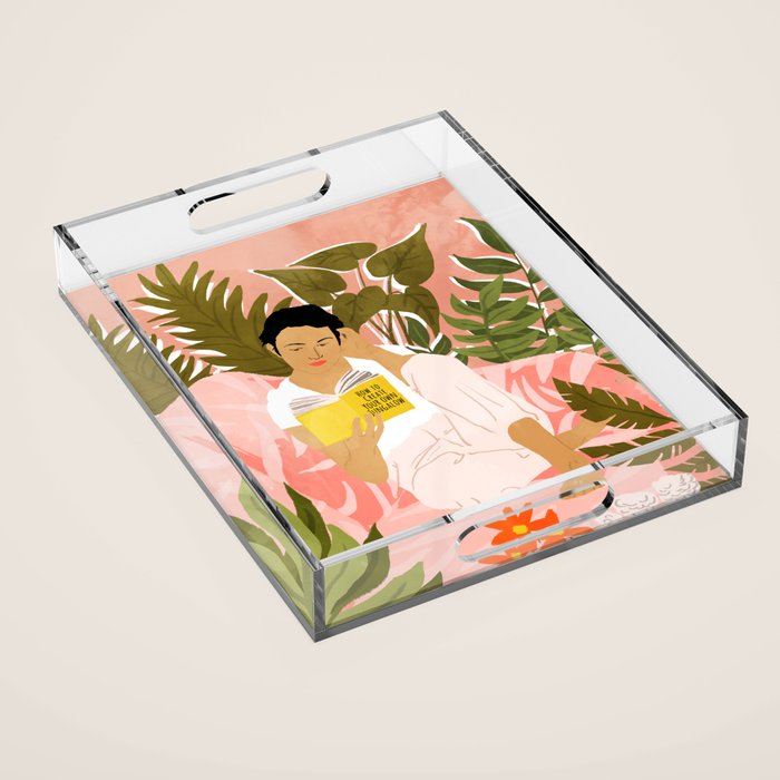 Plant Lady & The Urban Junglow | Blush Botanical Home Décor | House Plants Bohemian Woman Bedroom  Acrylic Tray Gallery Image 1