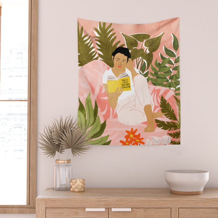 Plant Lady & The Urban Junglow | Blush Botanical Home Décor | House Plants Bohemian Woman Bedroom  Wall Tapestry Gallery Image 2