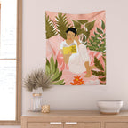 Plant Lady & The Urban Junglow | Blush Botanical Home Décor | House Plants Bohemian Woman Bedroom  Wall Tapestry Gallery Image 2