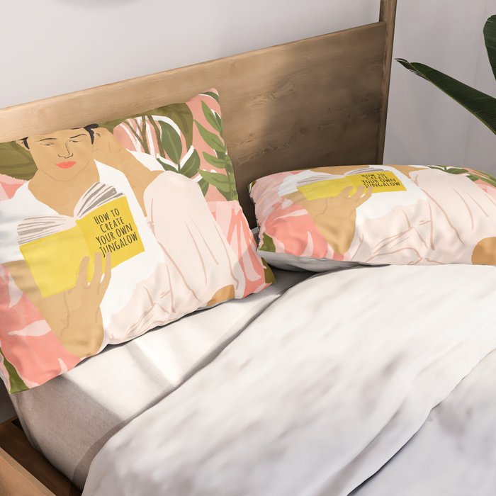 Plant Lady & The Urban Junglow | Blush Botanical Home Décor | House Plants Bohemian Woman Bedroom  Pillow Sham Gallery Image 2