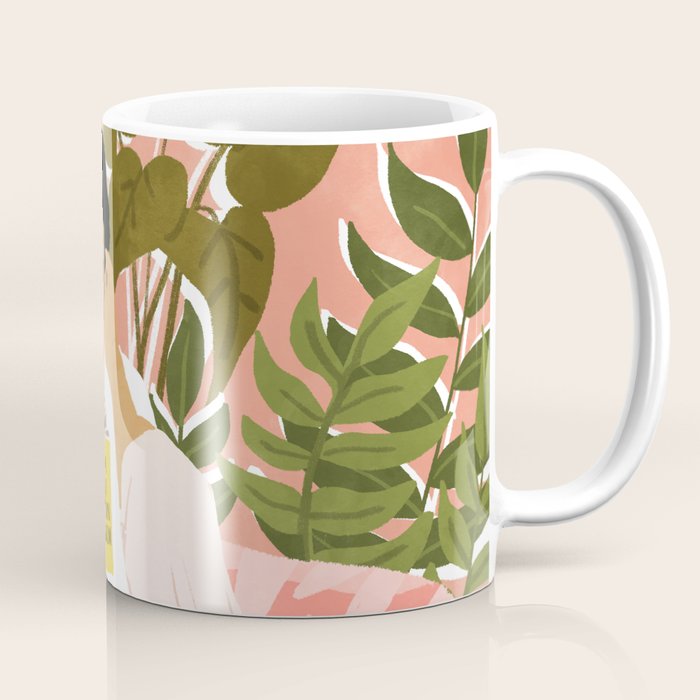 Plant Lady & The Urban Junglow | Blush Botanical Home Décor | House Plants Bohemian Woman Bedroom  Coffee Mug Gallery Image 1