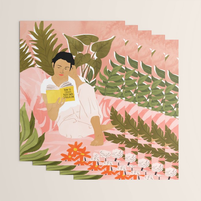Plant Lady & The Urban Junglow | Blush Botanical Home Décor | House Plants Bohemian Woman Bedroom  Wrapping Paper Gallery Image 3