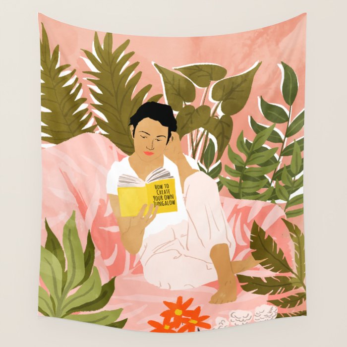 Plant Lady & The Urban Junglow | Blush Botanical Home Décor | House Plants Bohemian Woman Bedroom  Wall Tapestry Gallery Image 4