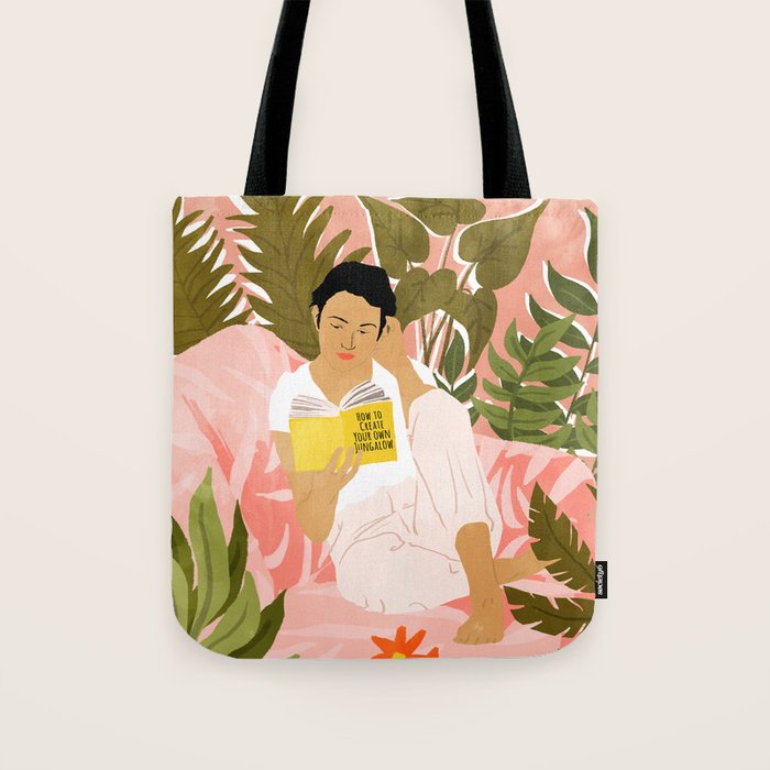 Plant Lady & The Urban Junglow | Blush Botanical Home Décor | House Plants Bohemian Woman Bedroom  Tote Bag Gallery Image 1