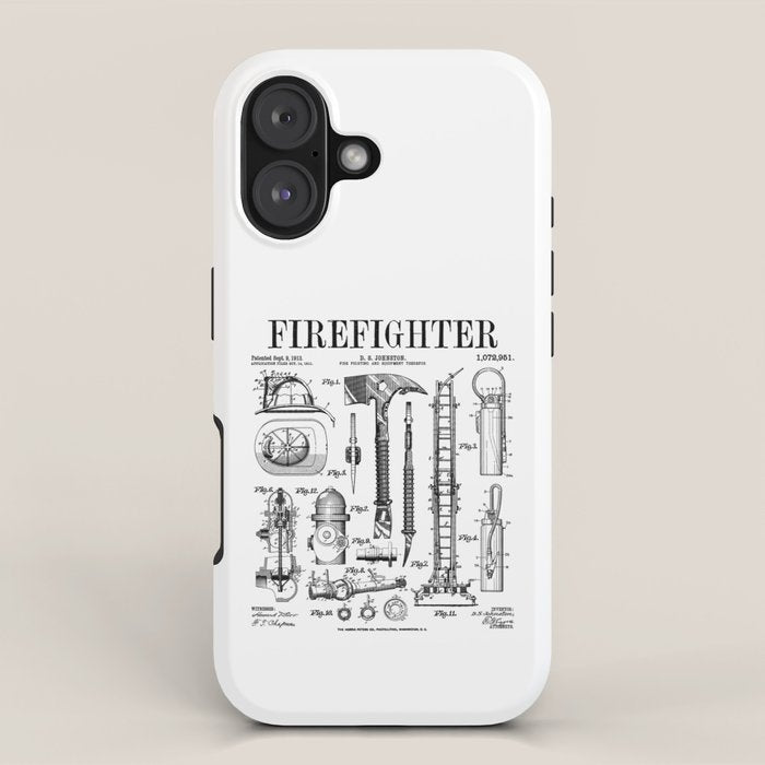 Firefighter Fire Department Fireman Vintage Patent Print iPhone Case Gallery Image 1
