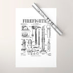 Firefighter Fire Department Fireman Vintage Patent Print Wrapping Paper Gallery Image 1