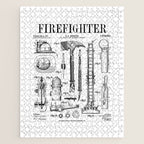 Firefighter Fire Department Fireman Vintage Patent Print Jigsaw Puzzle Gallery Image 1