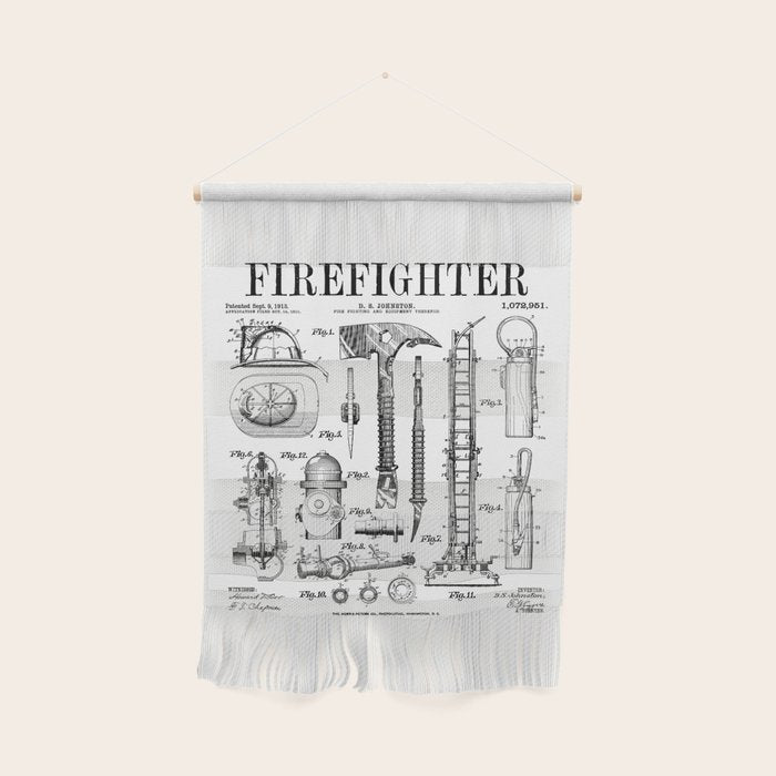 Firefighter Fire Department Fireman Vintage Patent Print Wall Hanging Gallery Image 1