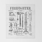 Firefighter Fire Department Fireman Vintage Patent Print Throw Blanket Gallery Image 2
