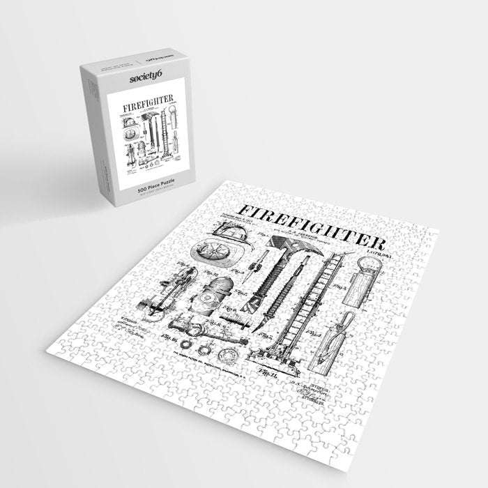 Firefighter Fire Department Fireman Vintage Patent Print Jigsaw Puzzle Gallery Image 2